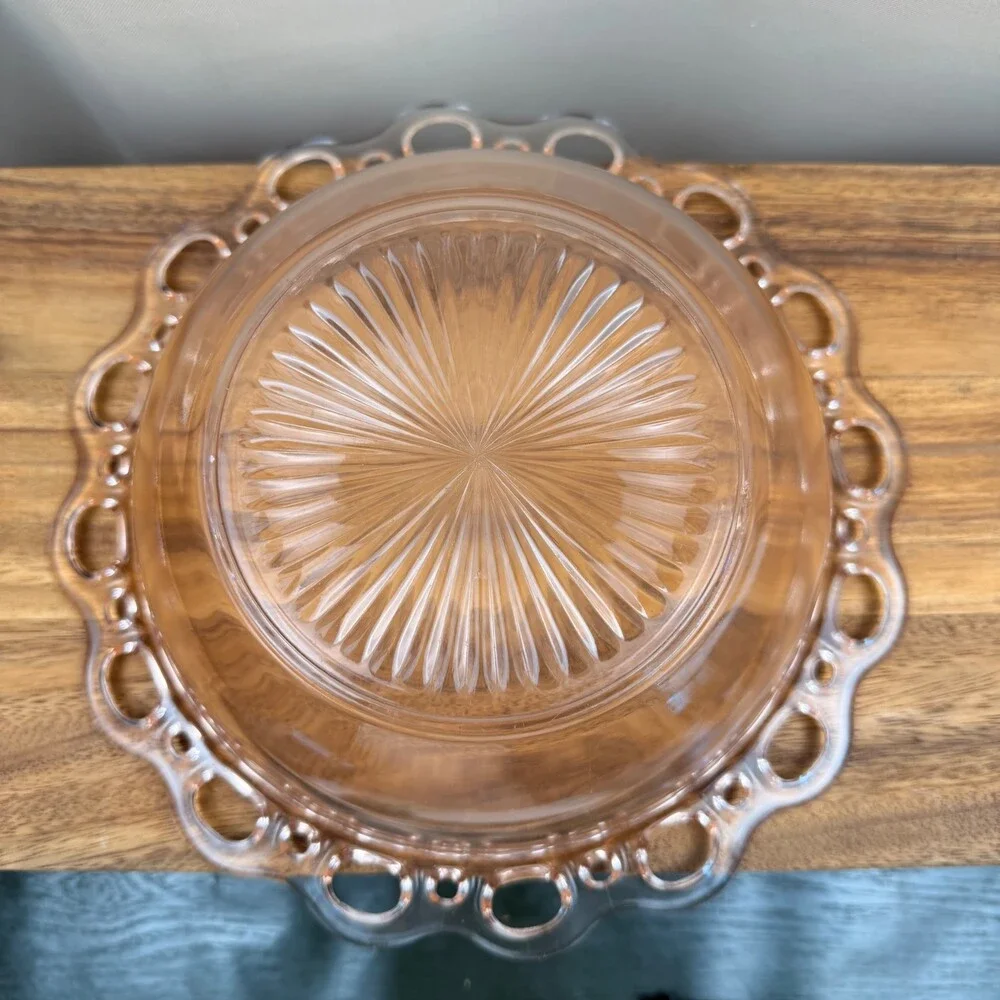 Anchor Hocking Old Colony Lace Edge Pink Depression Glass Serving Bowl 10.5 Inch